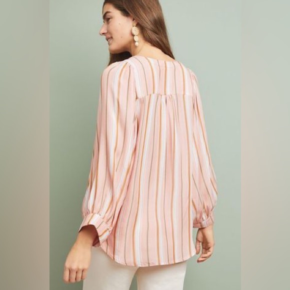 Anthropologie Maeve Brenda Stripe Balloon Sleeve Top Size S - Picture 5 of 8
